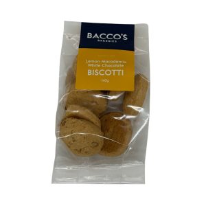 Lemon Macadamia and white chocolate Biscotti