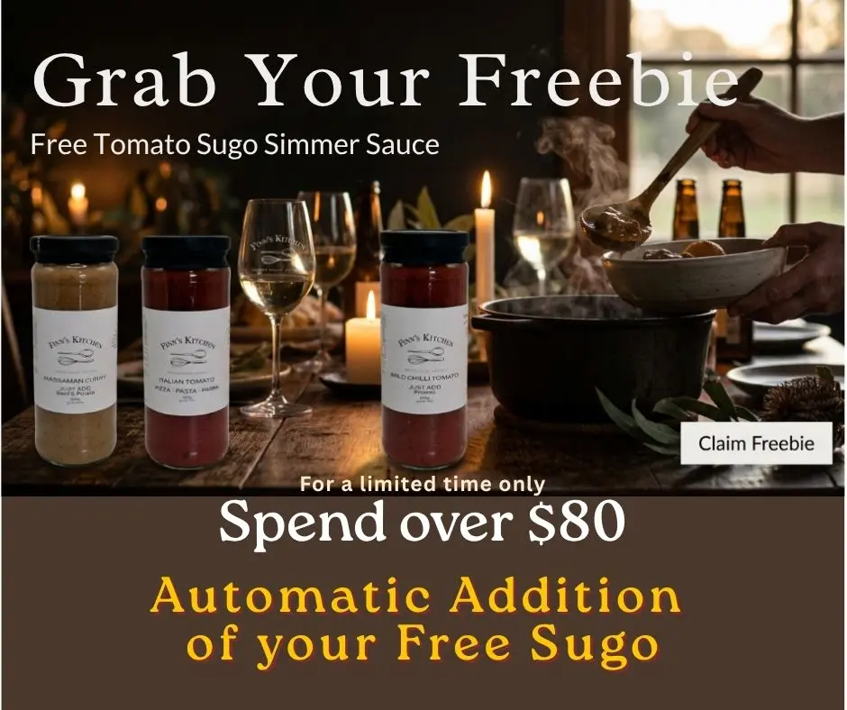 Italian Tomato Sauce free when you spend over $80 courtesy of Finn's Kitchen